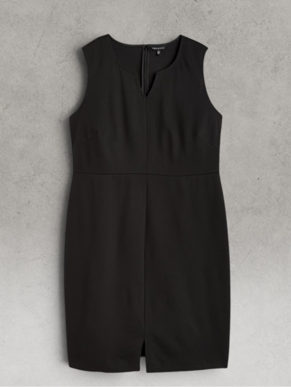 Classic Black Midi V-Neck Sheath Dress - Women's NWOT